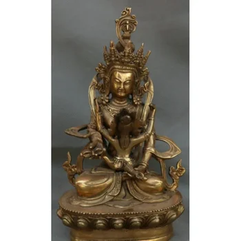 8-Colių Tibeto Budizmas Bronzos Vajra Mandkesara Yab-Yum Laimingas Budos Statula