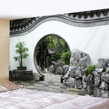 Kinijos Gamtos Peizažai Gobelenas Hipių Sienos Kabo Retro Stiliaus 3D Arka, Durų Gobelenai Estetinį Kambario Dekoro Fono Riba