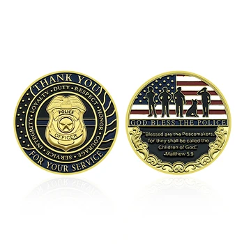 Dėkojame už Policijos Aukso Monetos, Aukso spalvos Atminimo Medalis Suvenyrų Amatų Papuošalai Medalis