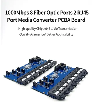 igabit Ethernet Pluošto Jungiklis Media Converter 8 Pluošto Uosto, 2 RJ45 Pluošto Uosto Optinis siųstuvas-imtuvas 20KM SC Vienos rūšies 100/1000M
