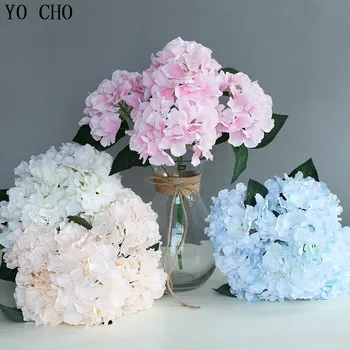 YO CHO Didelis Dirbtinės Gėlės Pigūs Šilko Hydrangea Nuotakos Puokštė Mėlyna Vestuvių Namus naujieji Metai Apdaila Aksesuaras Gėlių Vaza