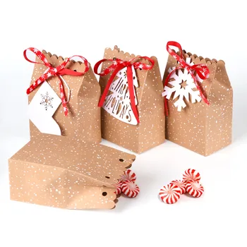 OurWarm Kalėdų Gydyti Maišeliai Kraft Dovanų Maišeliai su Žyma Juostelės Kalėdos Popieriaus Saldainiai Goody Boxs Kalėdų Partijos Naudai Atostogų Dovanos