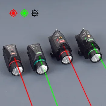 Taktinis Ginklas Šviesiai Raudonas Žalias Taškas Lazerio Akyse LED Žibintuvėlis Už 20mm Geležinkelių Mini Glock pistoletas Pistoletas Šviesos Lanterna Airsoft