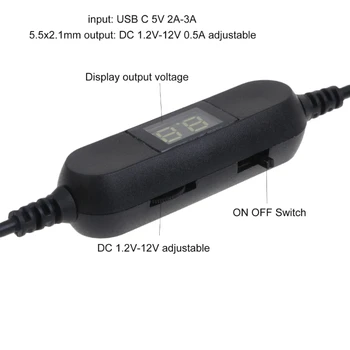 USB C iki 5.5x2.1mm 2V-12V Reguliuoti Įtampos Elektros Laidas Laikrodis Žaislas Ventiliatorius LED