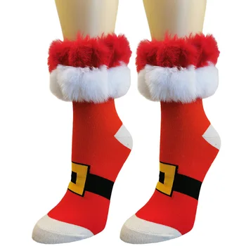 Moteriški Fuzzy Terminės Kojinės Purus Kalėdų Kawaii Žiemos Raudona Minkštas Moterų Namų Kojinės Šiltas Patalpų Medvilnės Storio Kelio Aukštos Kojinės