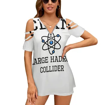 Cern Didelis Hydron Collider-Lhc Dizaino moteriški Marškinėliai Naujas Mados Spausdinti Užtrauktukas V-Kaklo trumpomis Rankovėmis T Marškinėliai Atsitiktinis Plius Dydis