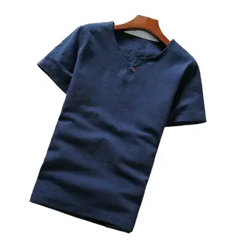 Vasarą Ir Rudenį Naujų 2024 Medvilnės Skalbiniai Atsitiktinis Palaidų Vintage marškinėliai Negabaritinių Vyras Viršūnes Vieną Mygtuką marškinėliai Kinijos Stiliaus Juoda