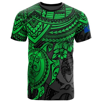 Pohnpei T-Shirt Pohnpei Vėliavos Green Turtle Hibiscus 3D Atspausdintas t-shirt Harajuku T marškiniai Vyrams, Moterims Trumpas Rankovės