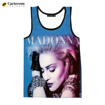 Moterų, Vyrų Deivė Madonna 3D tankų T Marškinėliai be Rankovių Skaitmeninis Spausdinimas Harajuku Paplūdimio Viršūnes 3D Atspausdintas Negabaritinių Tees