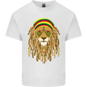 Dreadlock Rasta Liūtas Jamaika Jamaikos Mens Medvilnės Marškinėliai Tee Viršų