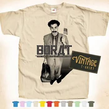 Black Print BORATAS V1 T shirt Natūralios Medvilnės DERLIAUS Filmo Plakatas Smėlio 12 spalvų Dydis S M L XL 2X 3X 4X 5X