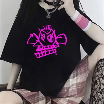 Anime Slaptas Marškinėliai Vyrams Kawaii Animacinių filmų Jinx Grafinis Tees Punk, Gothic Stiliaus Hip-Hop Viršūnės T-shirt Harajuku Unisex Marškinėlius Vyras
