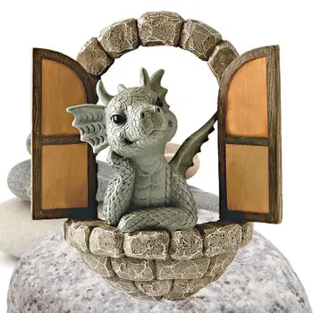 Little Dragon Dinozaurų Meditacija Skaityti Knygą Skulptūros Figūra, Sodo Namų Dekoro Dervos Ornamentu