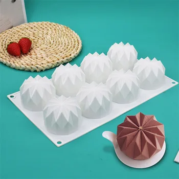 8 Skylių Diamond Tekstūros Kamuolys Silikono Torto Formos Virtuvės Bakeware Užšaldyti Putėsiai Kepimo Įrankių, Rankų Darbo Muilo, Žvakių Liejimo Formos