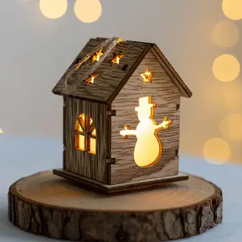 Kalėdų Žiburiai Išskirtinį Medinis Namas Pakabukas Sukurti Atostogų su Šiltos Šviesos Kalėdinė Dekoracija Kalėdų Ornamentu