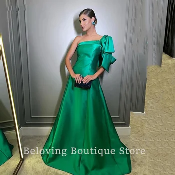 Green Satino Undinė Vakaro Suknelės Vienos Pečių Elegantiškas Dubajus Arabijos Moterys Seksualus Šalies Prom Chalatai Gimtadienio Sužadėtuvių Suknelė 2024