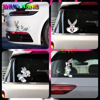 Bugs Bunny Animacinių filmų Morkų Melodijas Mąstymo Atsipalaiduoti Crazy Erzina Automobilio Buferio Lipdukas, Decal Vinilo Anime Motociklų Aksesuarų Įdomus PVC