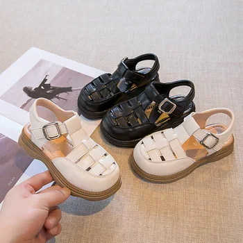 Merginos Kojų apsaugos sandalai 2023 vasaros naujoji minkšto dugno tendencija sporto, laisvalaikio dideli vaikai princesė vėjo sandalai