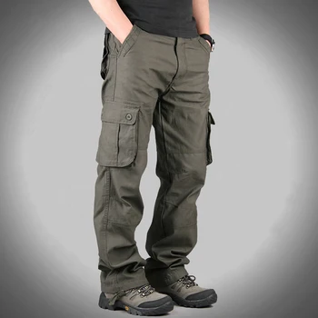 Vyriški Pavasario Multi Kišenės Karinis Taktinis Krovinių Kelnės Vyrų Outwear Armijos Tiesios Kelnės Atsitiktinis Ilgos Kelnės Plius Dydis 44