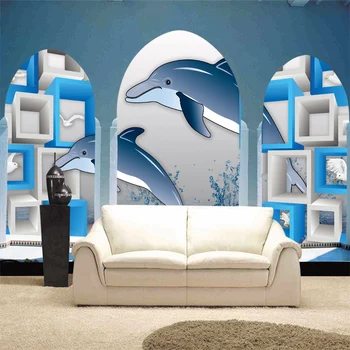 beibehang Nemokamas Pristatymas Žemėlapis tapetai, modernus minimalistinio didelės freskos kraštovaizdžio fone TV delfinų tapetai