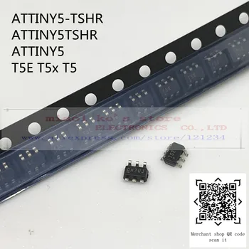 [10vnt]100%Naujas originalus; ATTINY5-TSHR ATTINY5TSHR ATTINY5 T5E T5x T5 SOT23-6 8 bitų AVR Mikrovaldiklis, 512B Flash, 6/8-pin, ADC