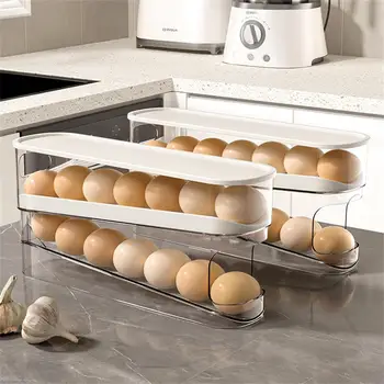 Kiaušinių Laikymo Dėžė Automatinė Slinkimo Kiaušinių Laikiklį Namų Didelės Talpos, Virtuvė Skirta Išvažiuoti Kiaušinių Stalčiuko