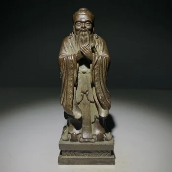 Antikvariniai bronzos padengtas plaušienos Konfucijaus statula Konfucijaus statula, kaip mokykla
