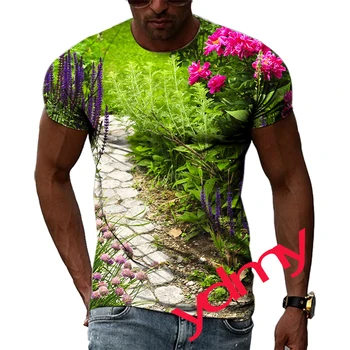 Vasaros Laisvalaikio Sodo Modelio vyriški T-shirt Hip-Hop 3D Spausdinimo Asmenybės Lazdele Kaklo trumpomis Rankovėmis Viršūnes Mados Drabužiai