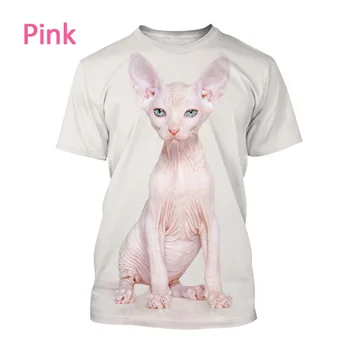 Vasaros Naują 3D Asmenybės Gyvūnų vyriški T-shirt Harajuku Viršuje Sfinksų kačių Spausdinti Hip-Hop Unisex trumpomis Rankovėmis T-shirt