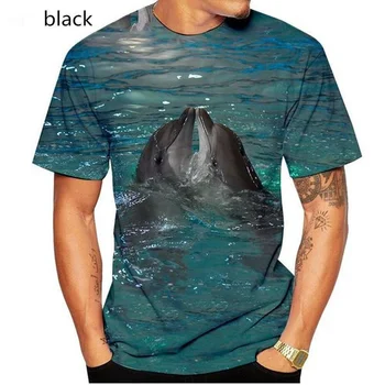 Mados Dizaino Naujas Cool T-shirt Vyrams ir Moterims 3d T-shirt Delfinų trumpomis Rankovėmis Vasarą T-shirt