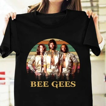 Bee Gees Juodos Spalvos Medvilniniai Marškinėliai Visų Dydžių Vyrų Ir Moterų