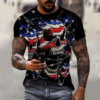 JAV Vėliavos Vyrai T-Shirt Vyrams Drabužius Vasaros Viršūnes 3D Atspausdintas T Marškinėliai trumpomis Rankovėmis Unisex Mados Atsitiktinis Negabaritinių Tee Marškinėliai