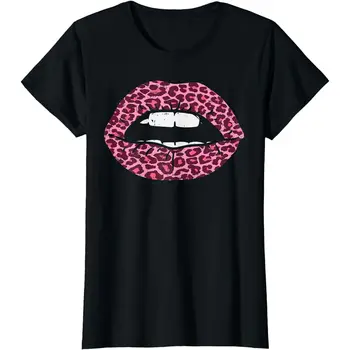 Pink Leopard Print Lūpų Krūties Vėžio Sąmoningumo Moteris Dovaną T-Shirt